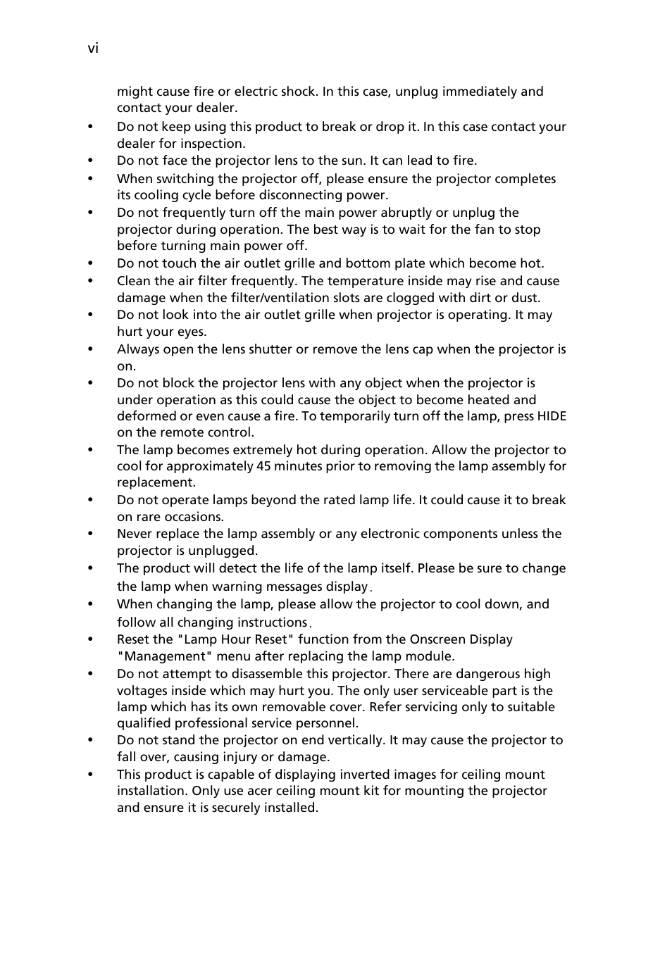 Acer X1173 User Manual | Page 6 / 58