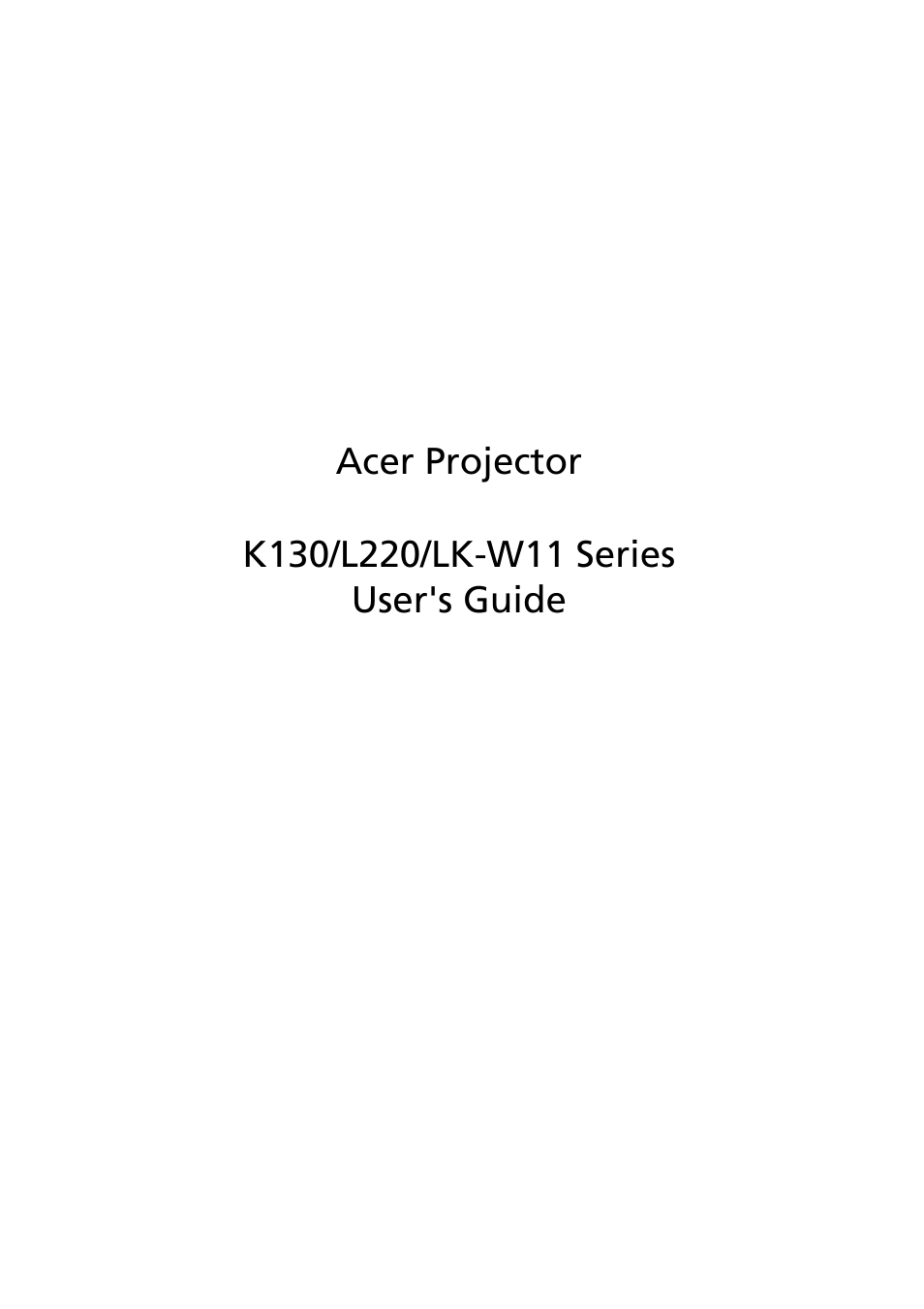 Acer K130 User Manual | 50 pages