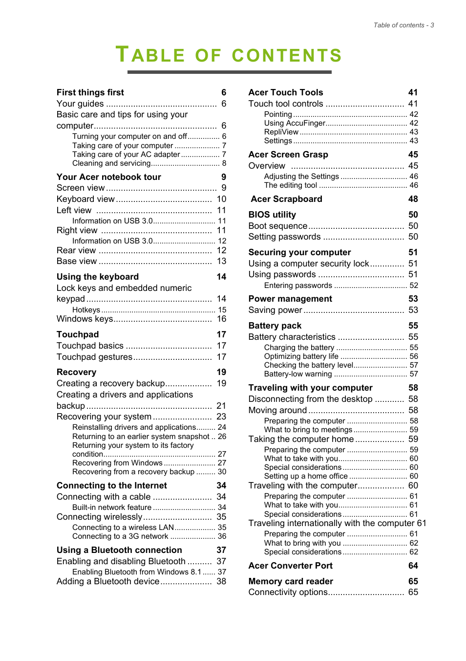 Acer Aspire V7-481P User Manual | Page 3 / 94