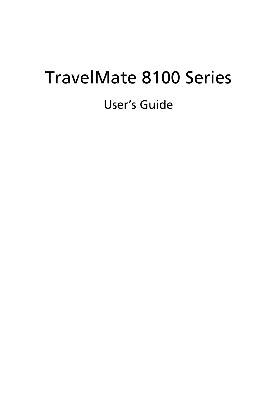 Acer TravelMate 8100 User Manual | 86 pages