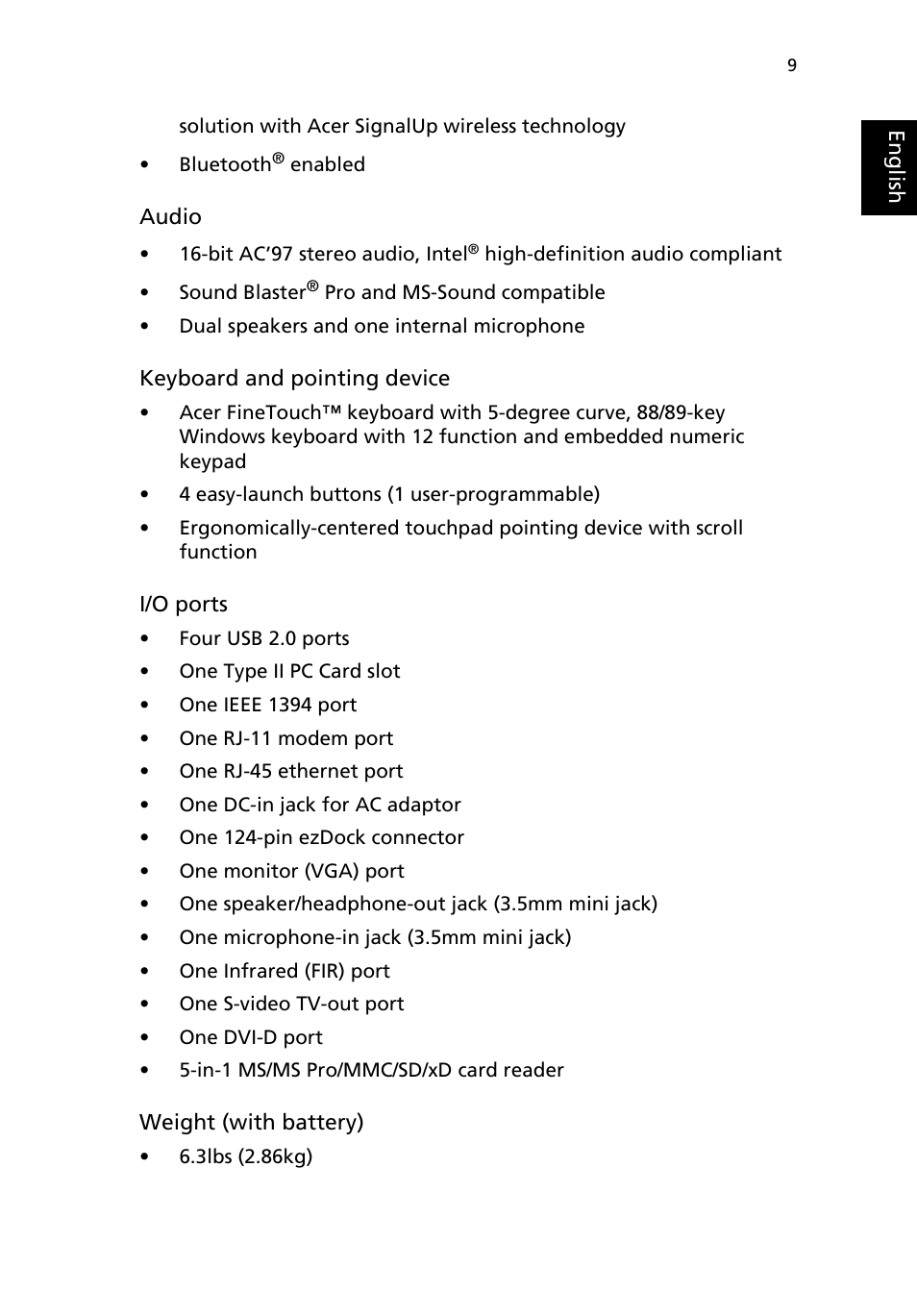 Acer TravelMate 8100 User Manual | Page 19 / 86