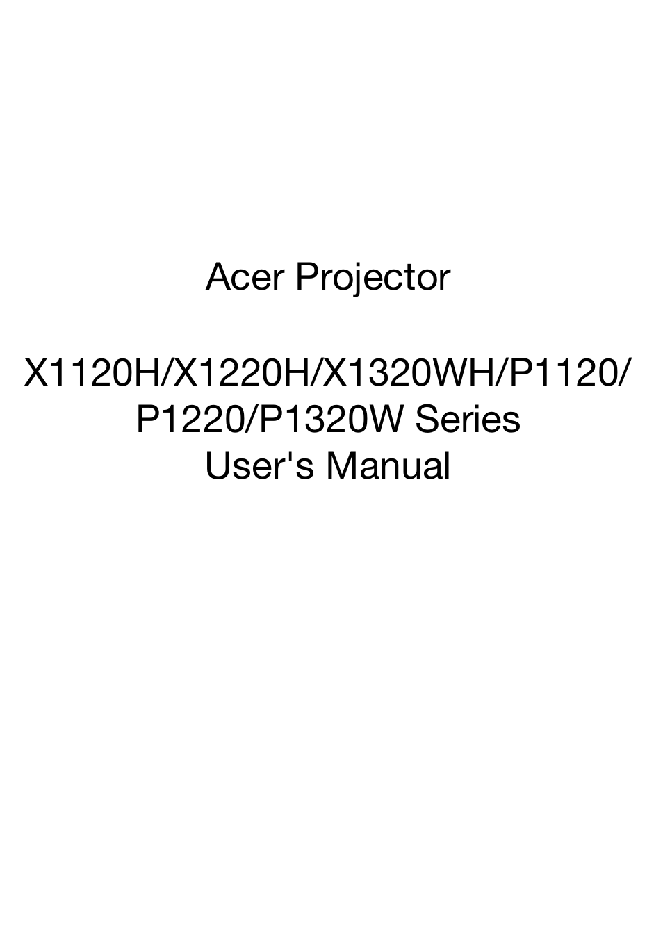 Acer P1320W User Manual | 67 pages