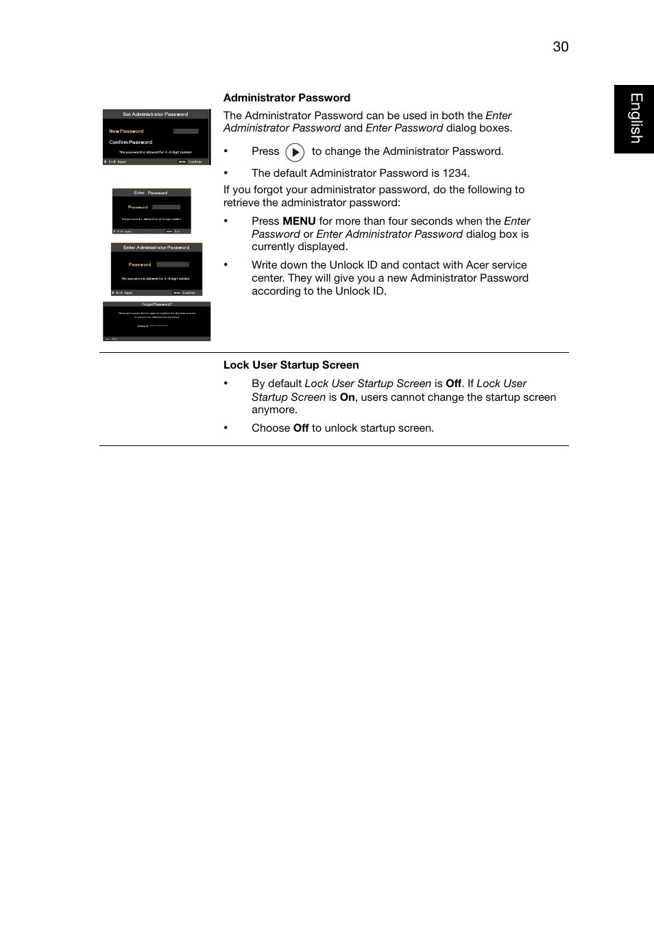 Eng lish english | Acer P1320W User Manual | Page 39 / 67