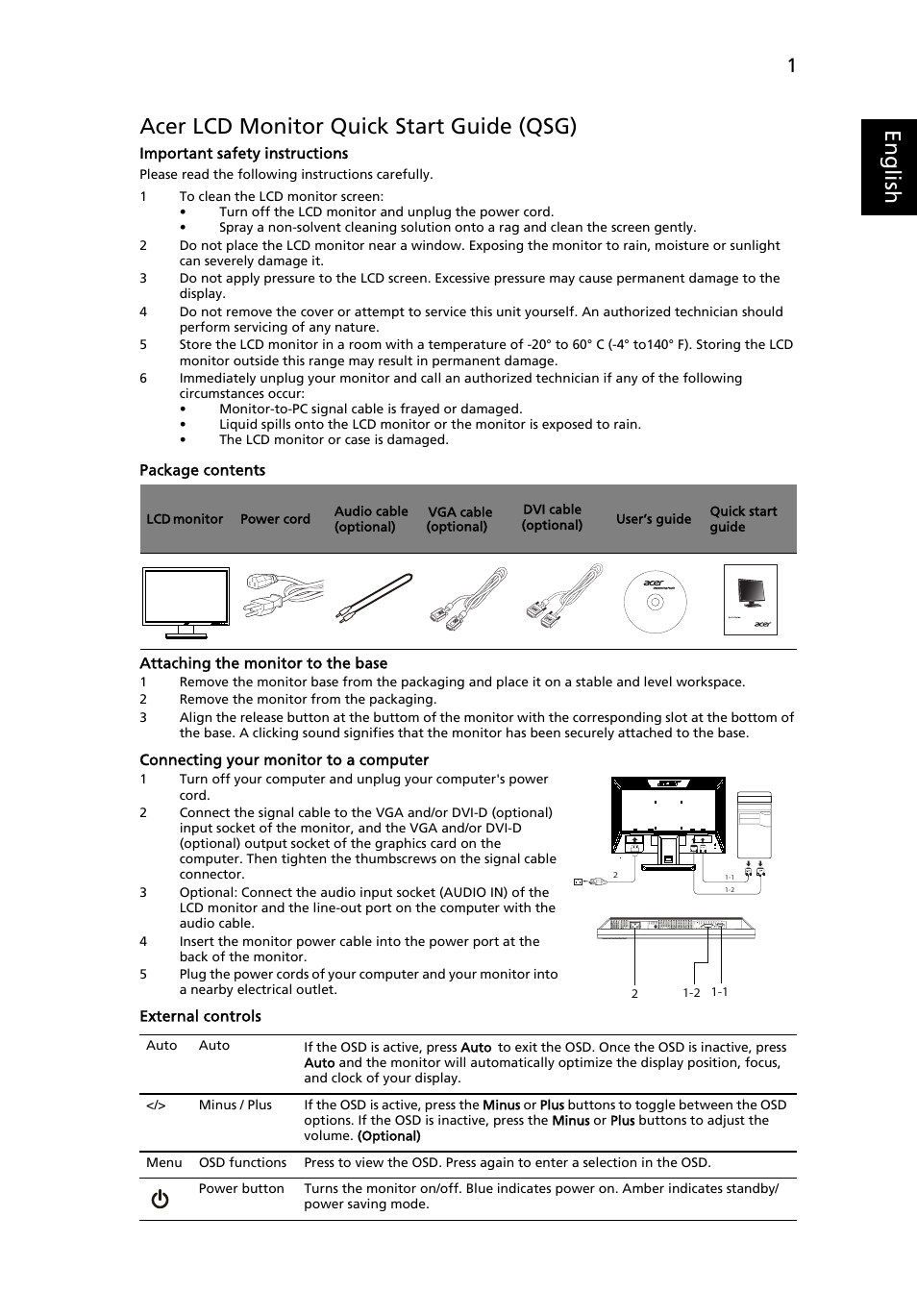 Acer V223WL User Manual | 2 pages