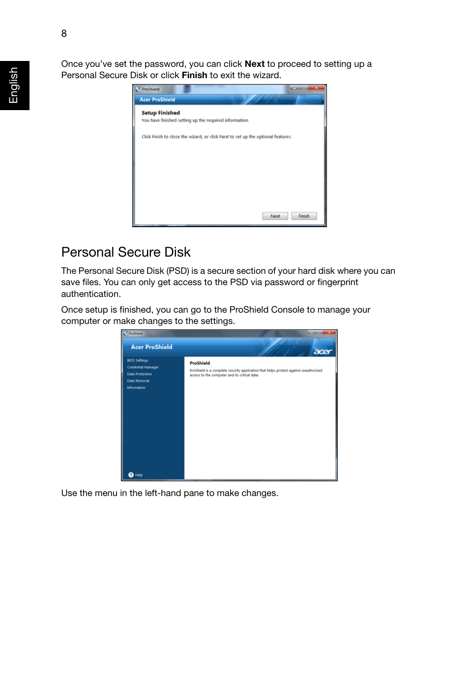 Personal secure disk | Acer TravelMate 8481T User Manual | Page 28 / 76