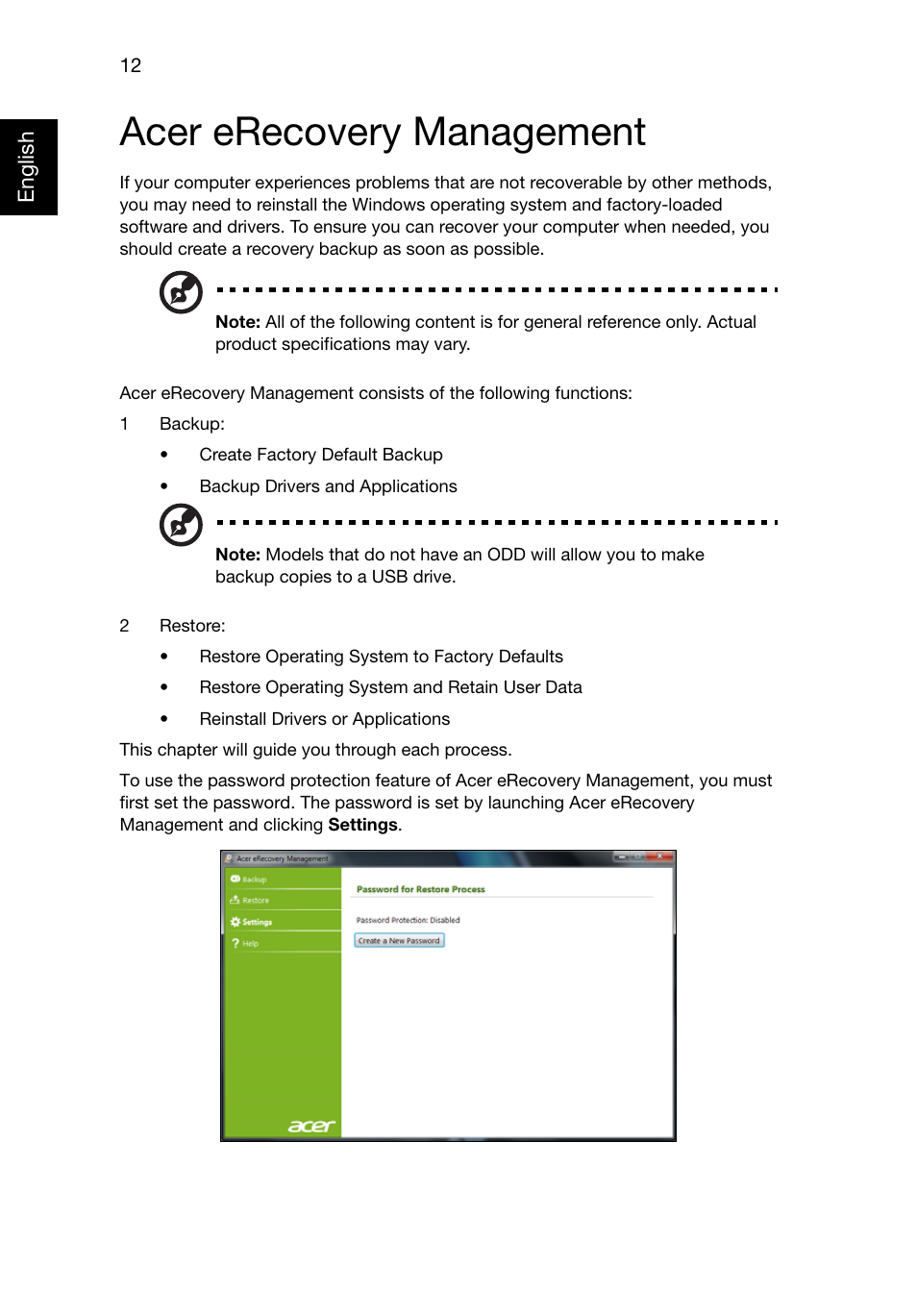 Acer erecovery management | Acer TravelMate 8481T User Manual | Page 32 / 76