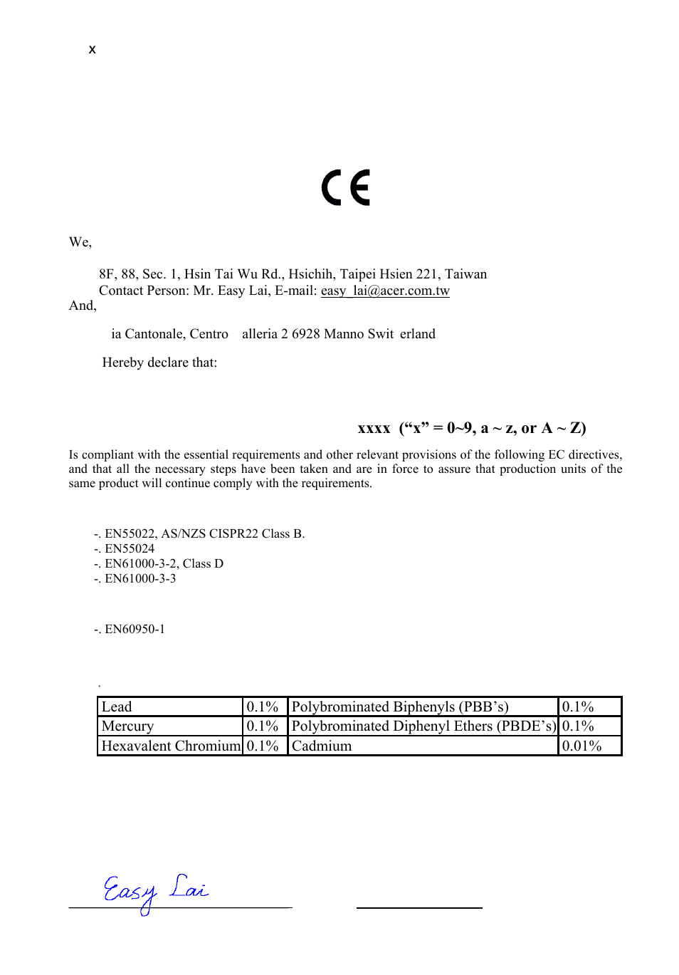 Declaration of conformity | Acer V223WL User Manual | Page 10 / 28