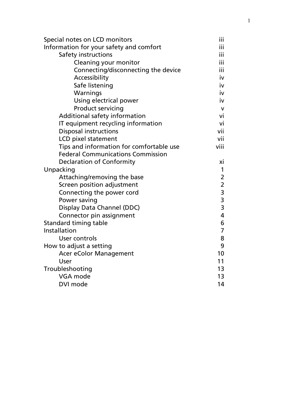 Acer V223WL User Manual | Page 13 / 28