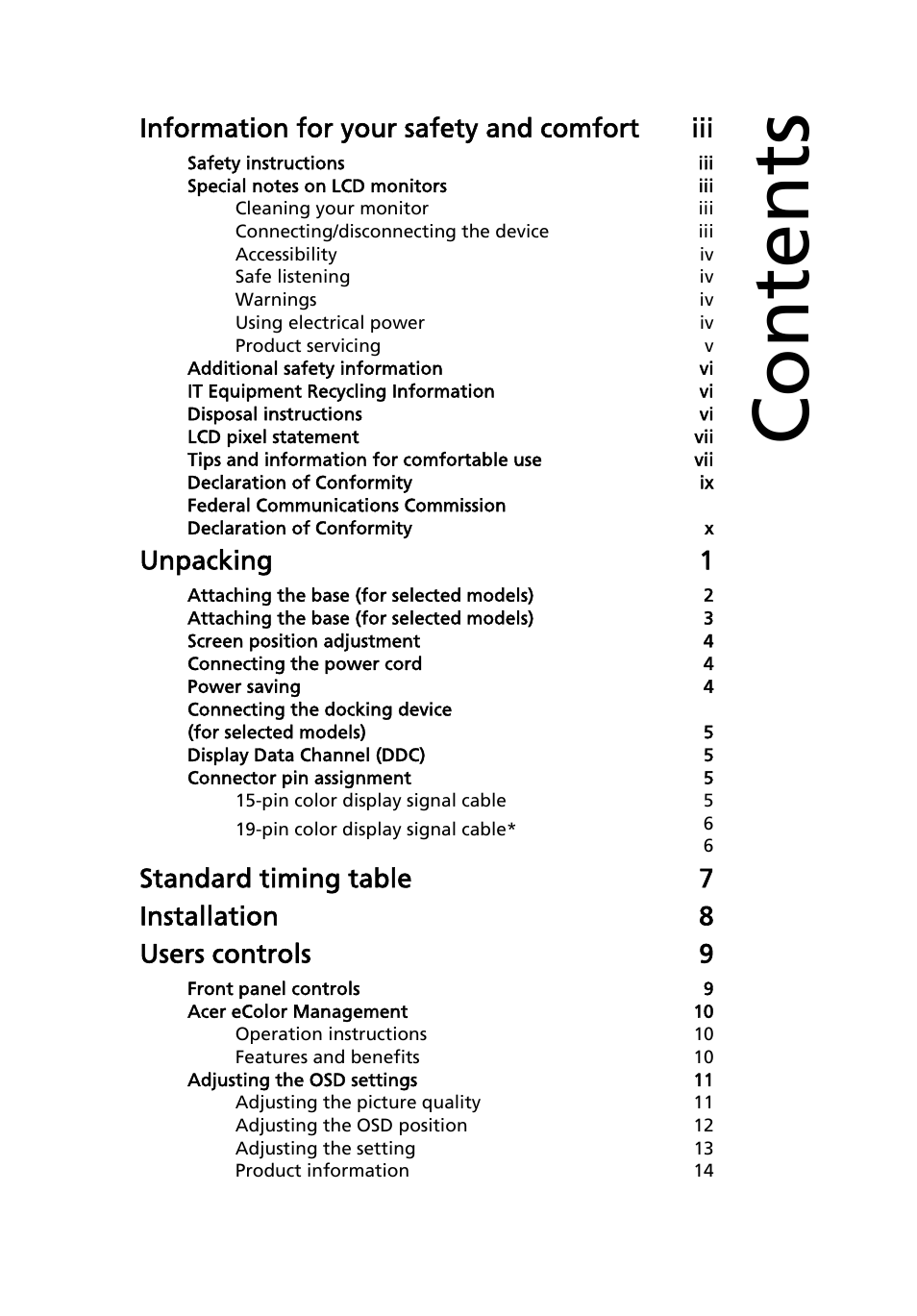 Acer S273HL User Manual | Page 11 / 27