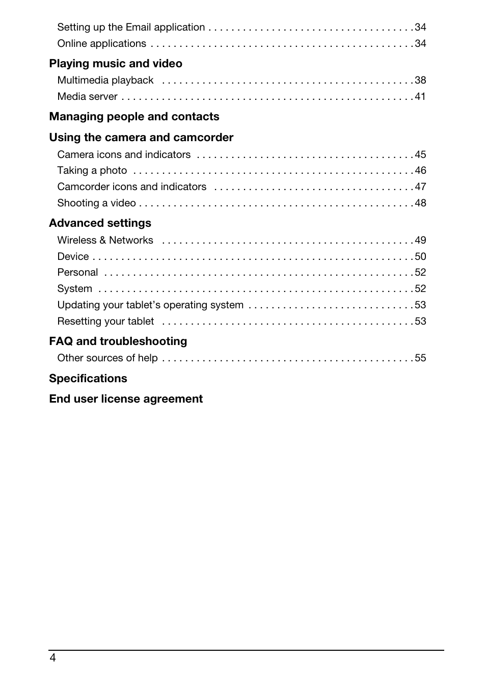 Acer A210 User Manual | Page 4 / 59