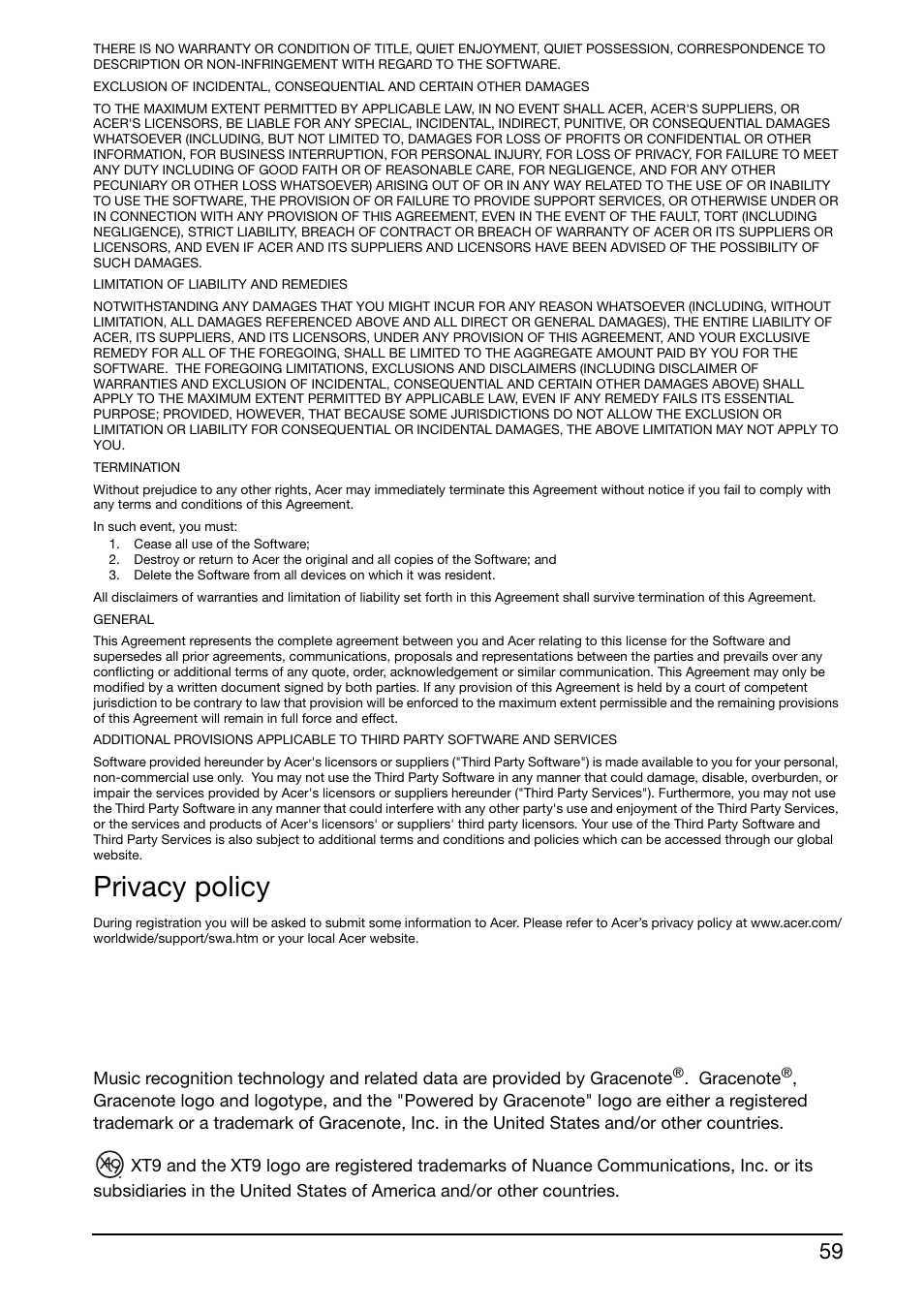 Privacy policy | Acer A210 User Manual | Page 59 / 59