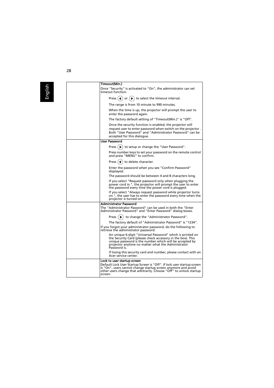 Acer P1380W User Manual | Page 38 / 69