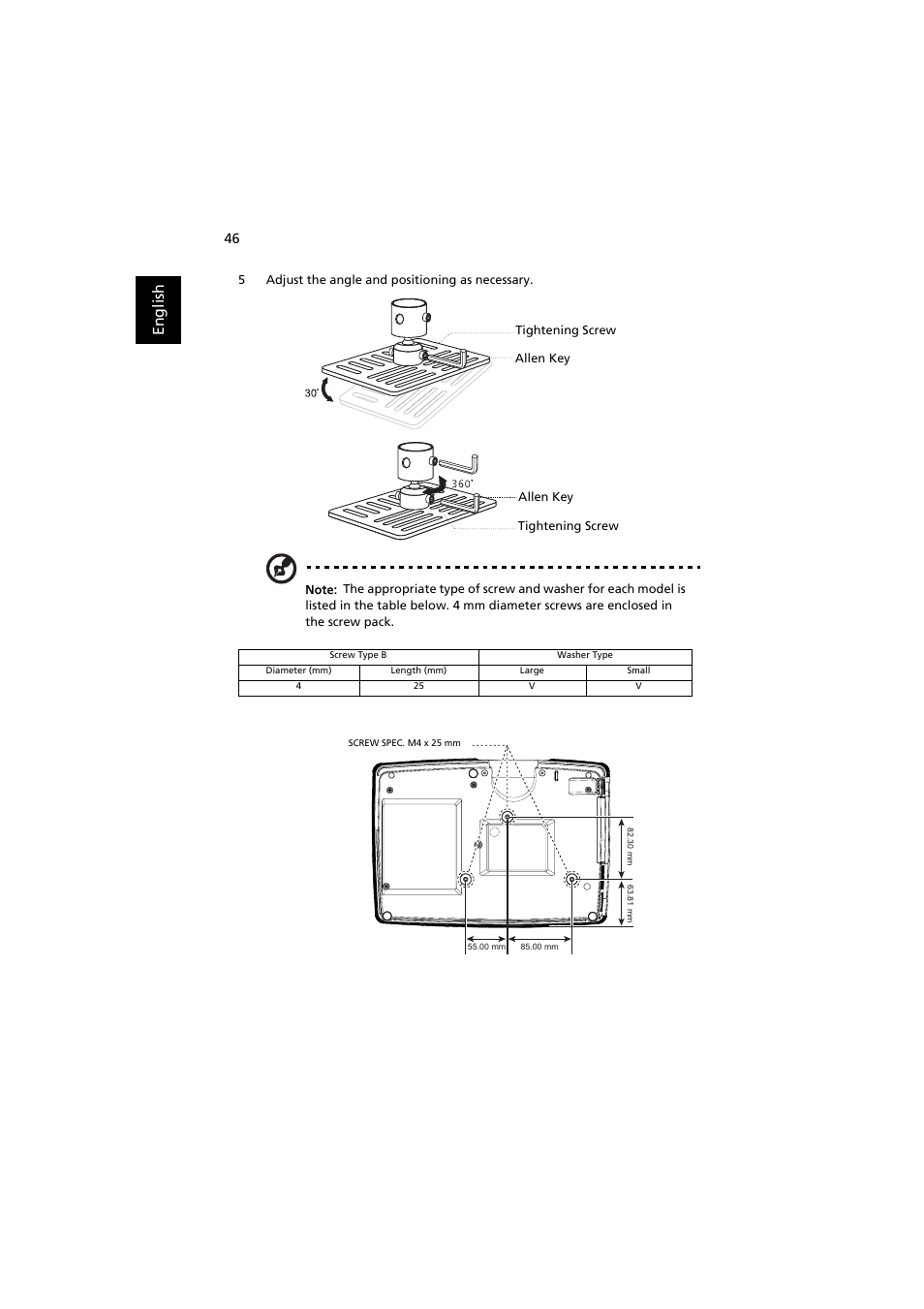 En gl ish | Acer P1380W User Manual | Page 56 / 69