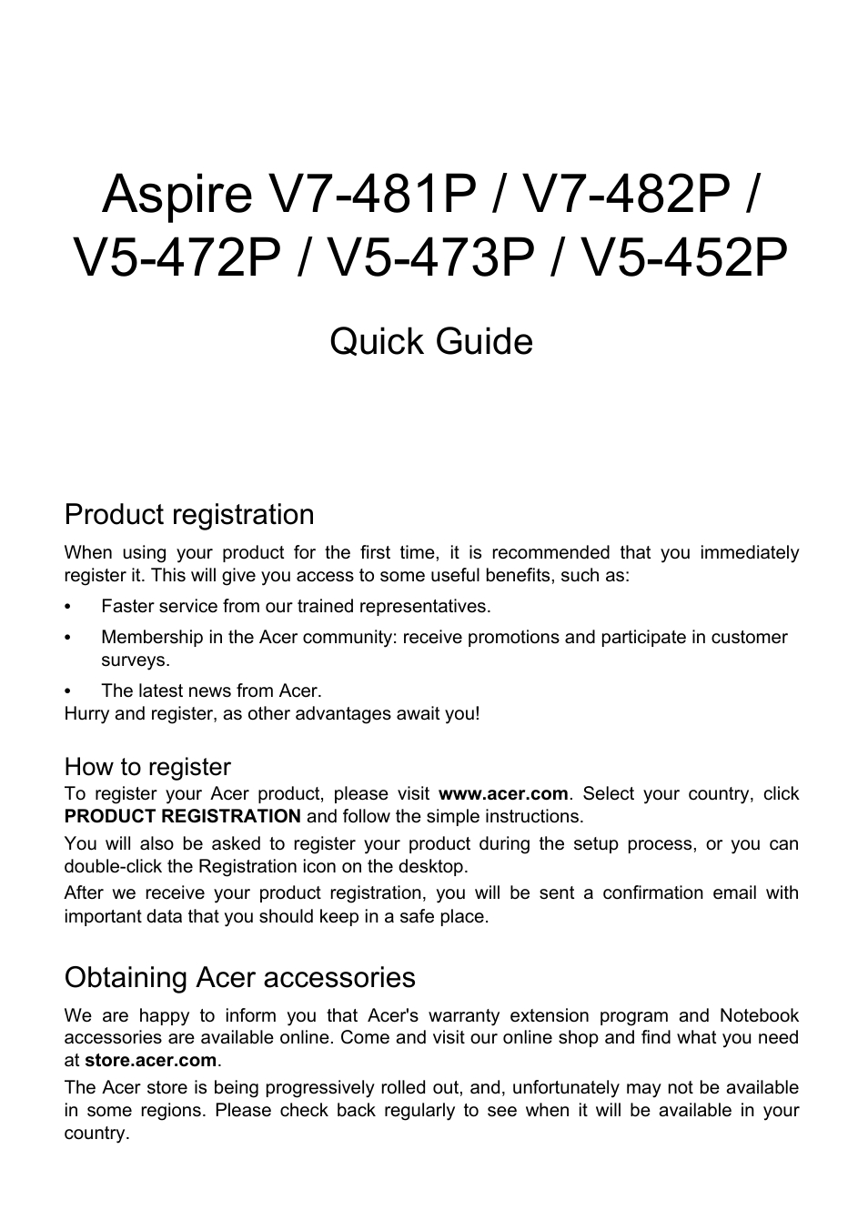 Acer Aspire V7-481G User Manual | 10 pages