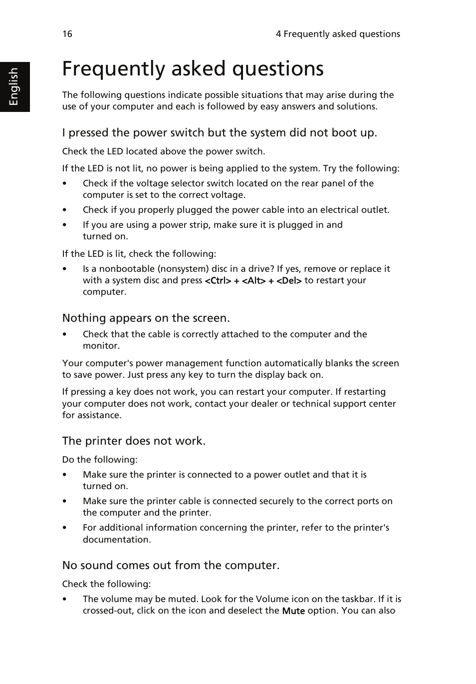 Frequently asked questions | Acer AcerSystem (User Guide) User Manual | Page 26 / 39