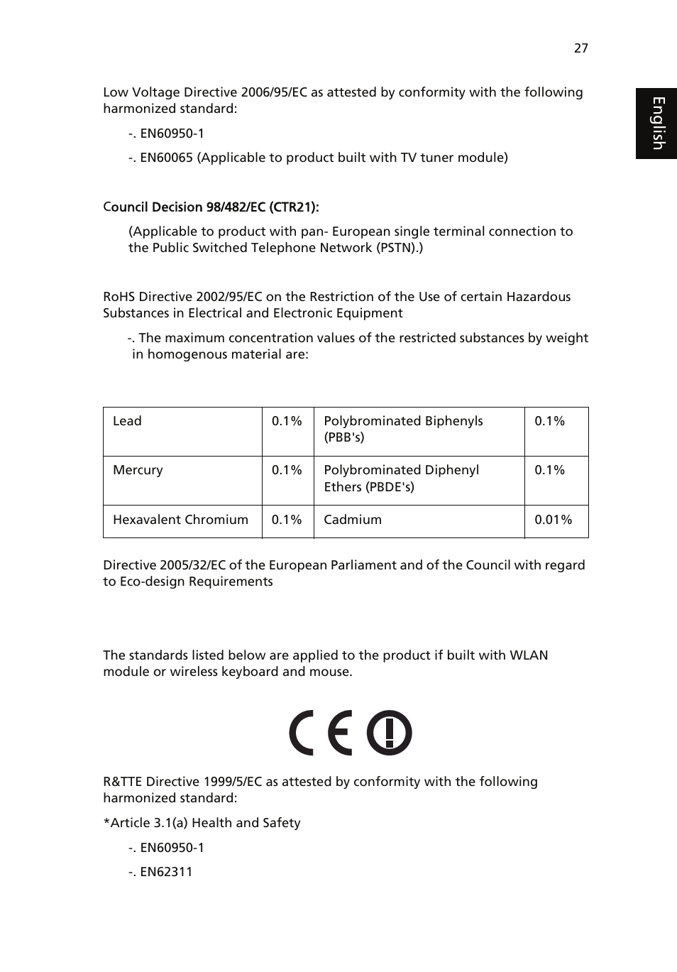 Eng lis h | Acer AcerSystem (User Guide) User Manual | Page 37 / 39