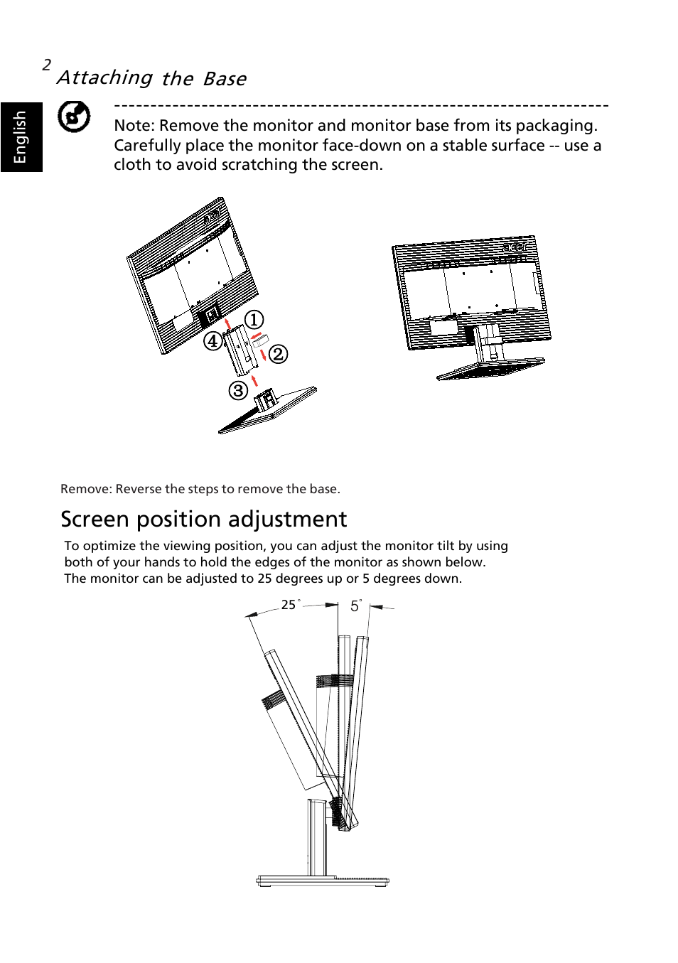 Screen position adjustment | Acer V246HL User Manual | Page 14 / 27