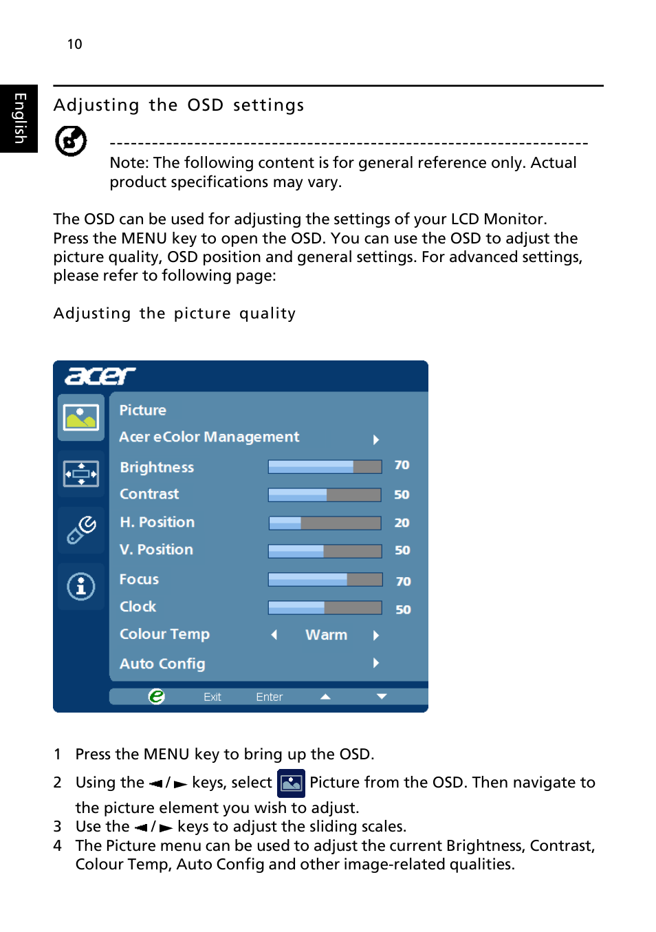 Acer V246HL User Manual | Page 22 / 27