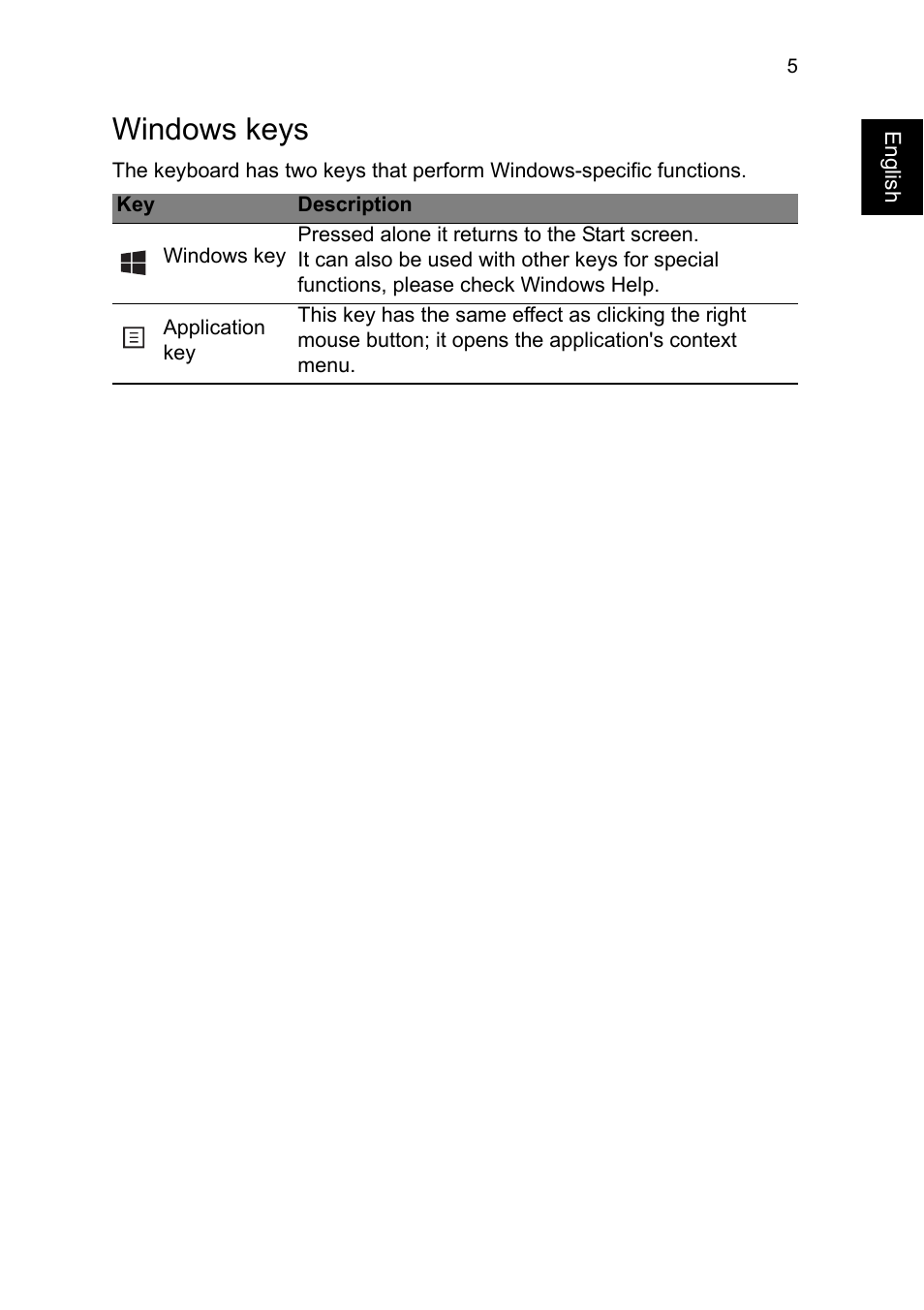 Windows keys | Acer TravelMate P245-MG User Manual | Page 23 / 86