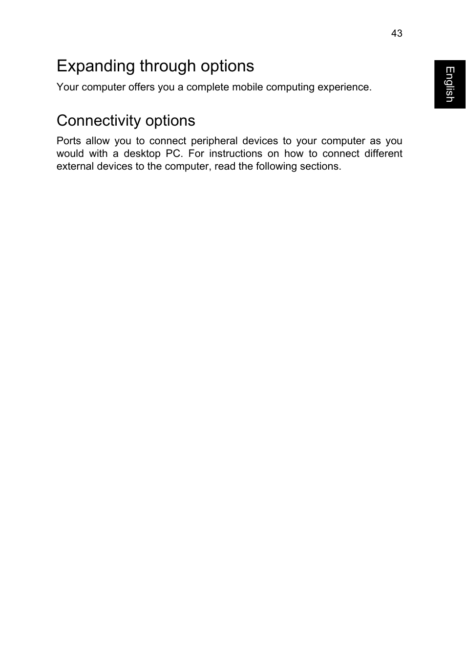 Expanding through options, Connectivity options | Acer TravelMate P245-MG User Manual | Page 61 / 86