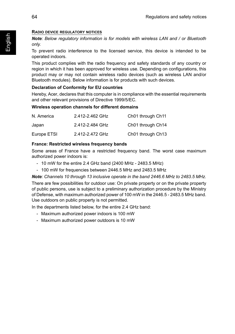 English | Acer TravelMate P245-MG User Manual | Page 82 / 86