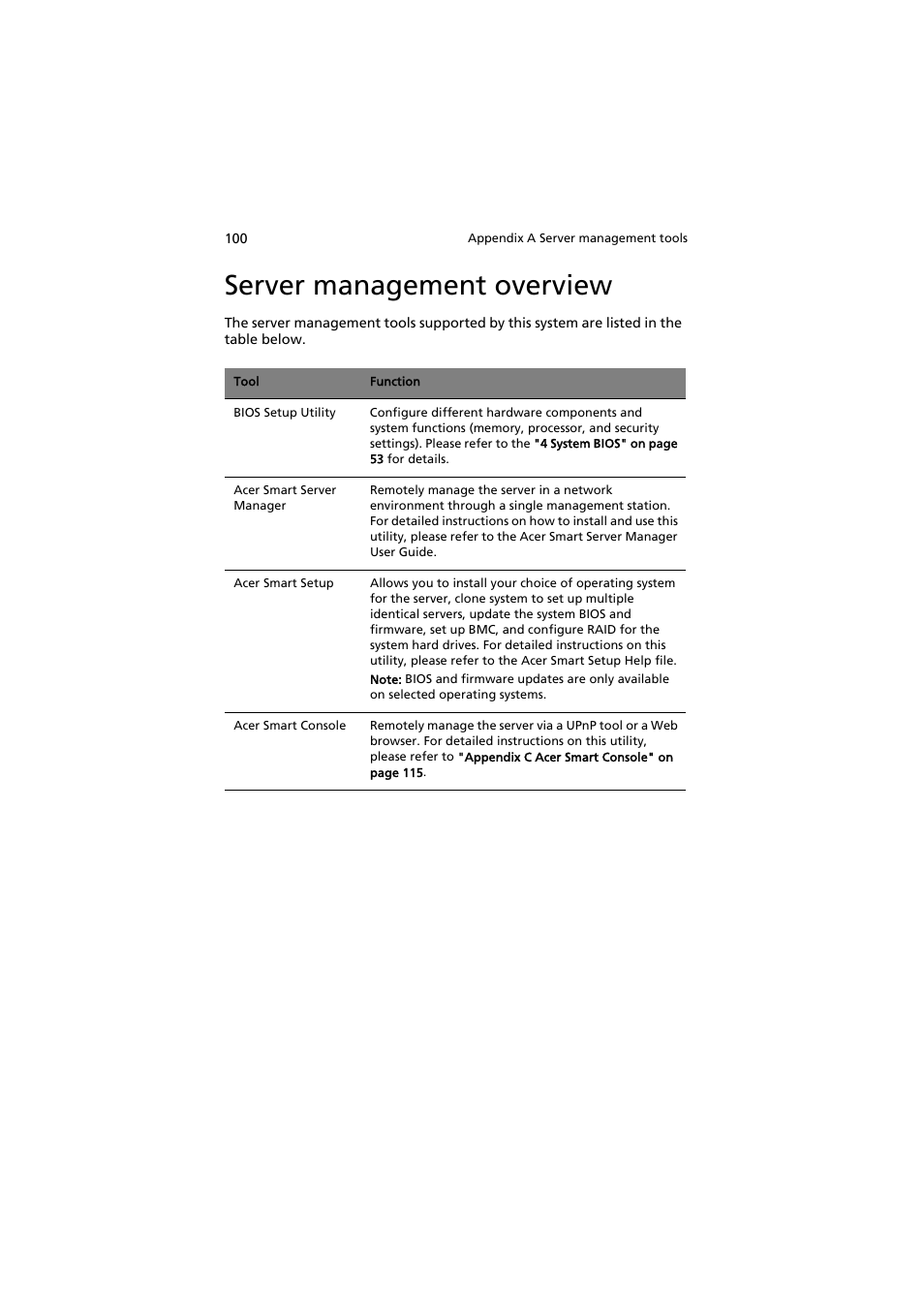 Server management overview | Acer AR320 F1 User Manual | Page 118 / 171