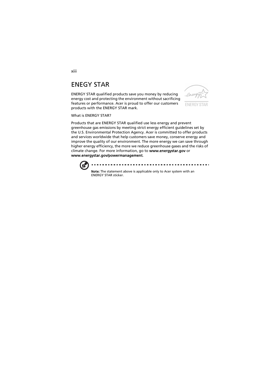 Enegy star | Acer AR320 F1 User Manual | Page 13 / 171