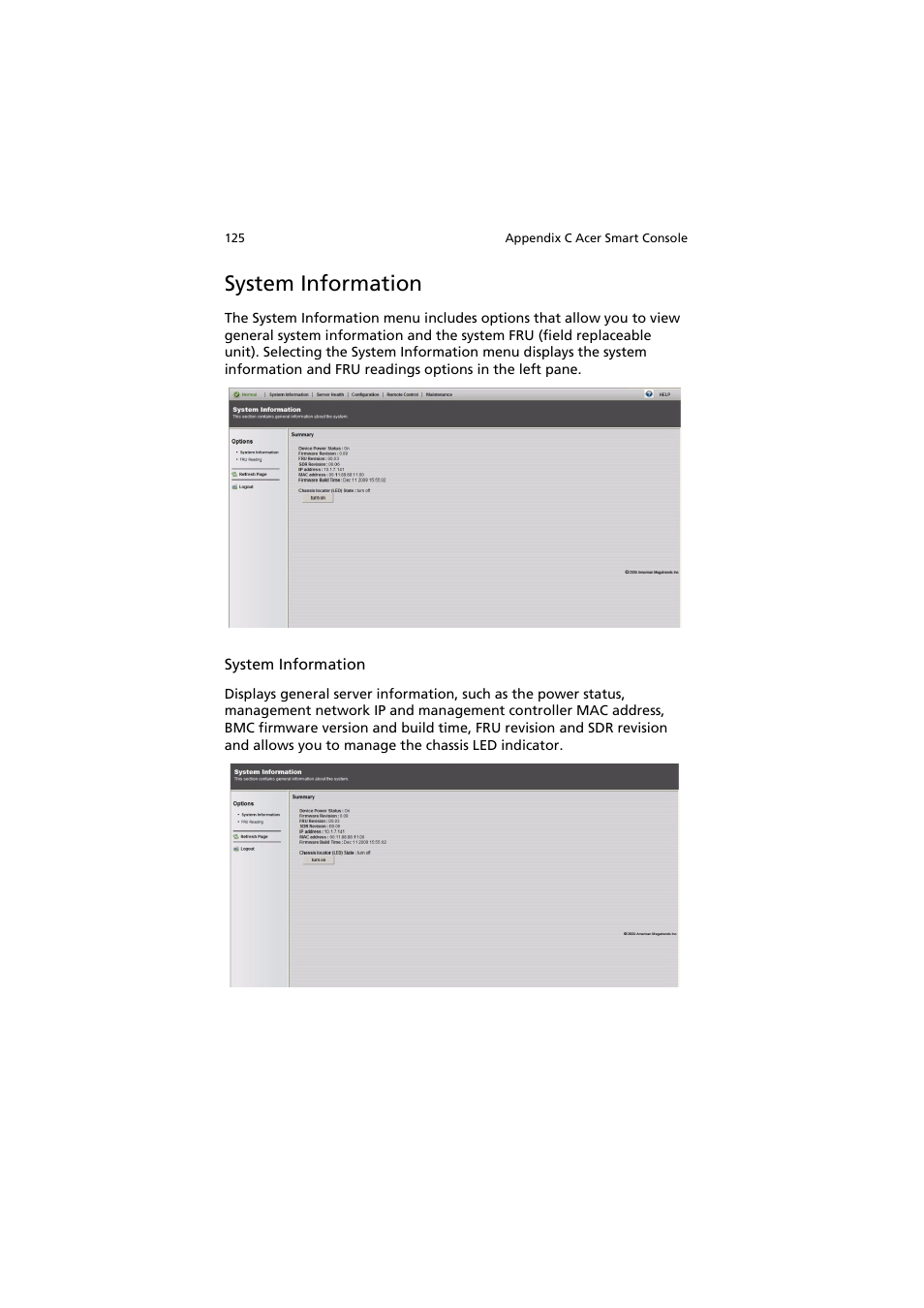 System information | Acer AR320 F1 User Manual | Page 143 / 171