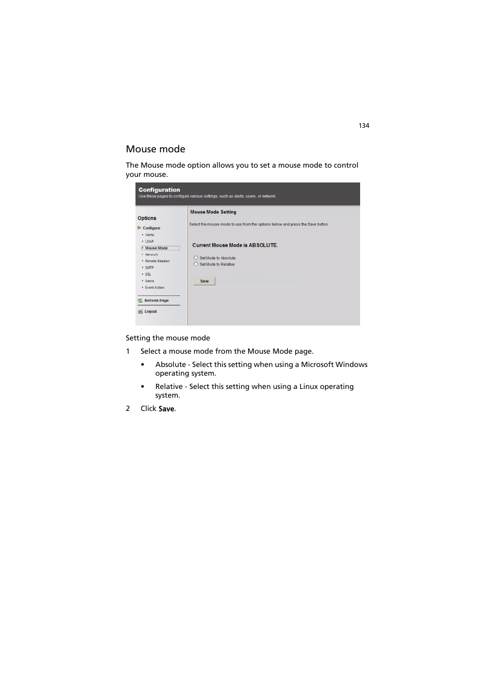 Mouse mode | Acer AR320 F1 User Manual | Page 152 / 171