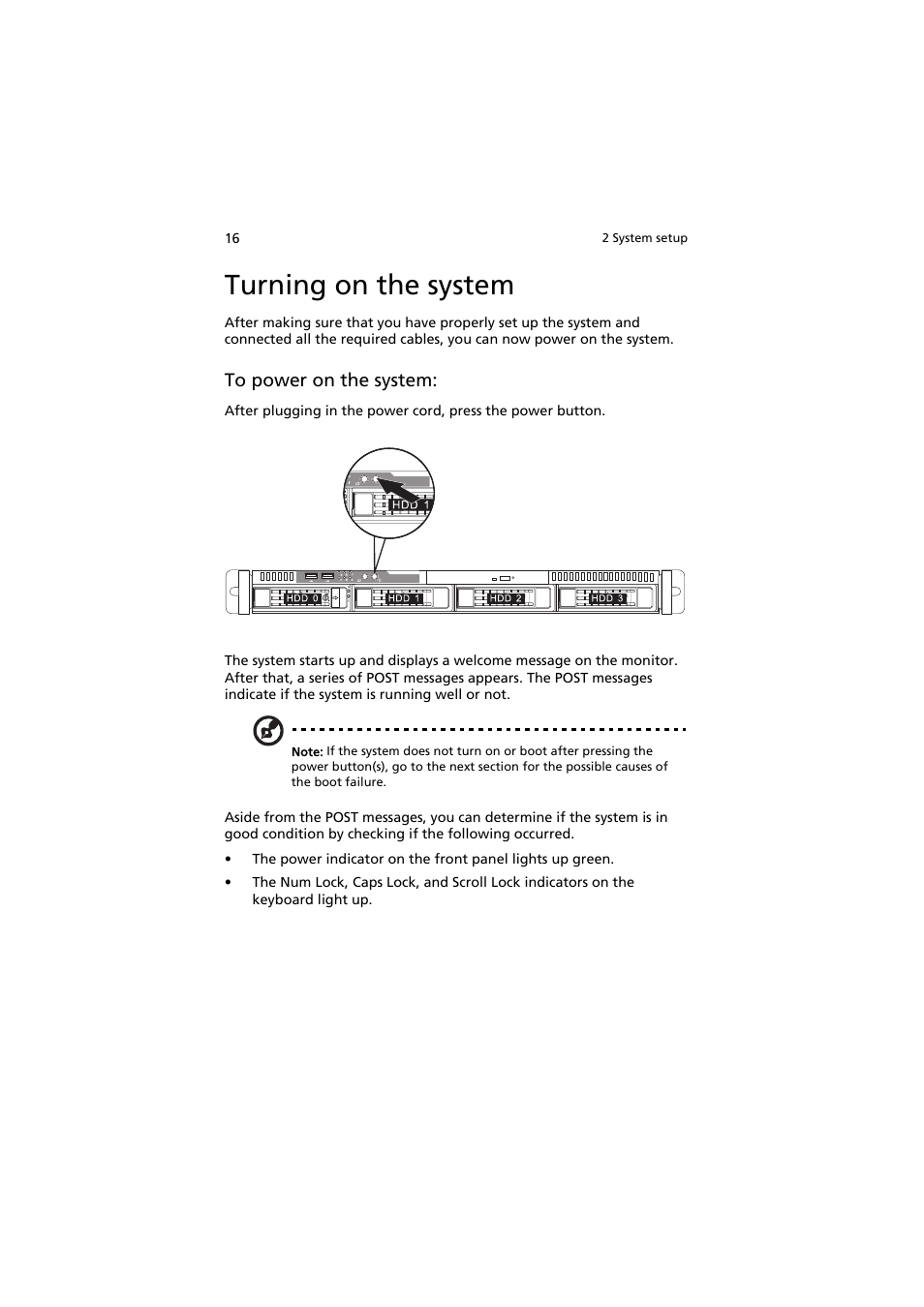 Turning on the system | Acer AR320 F1 User Manual | Page 34 / 171