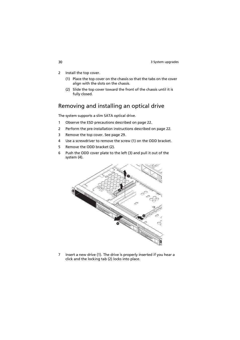 Removing and installing an optical drive | Acer AR320 F1 User Manual | Page 48 / 171