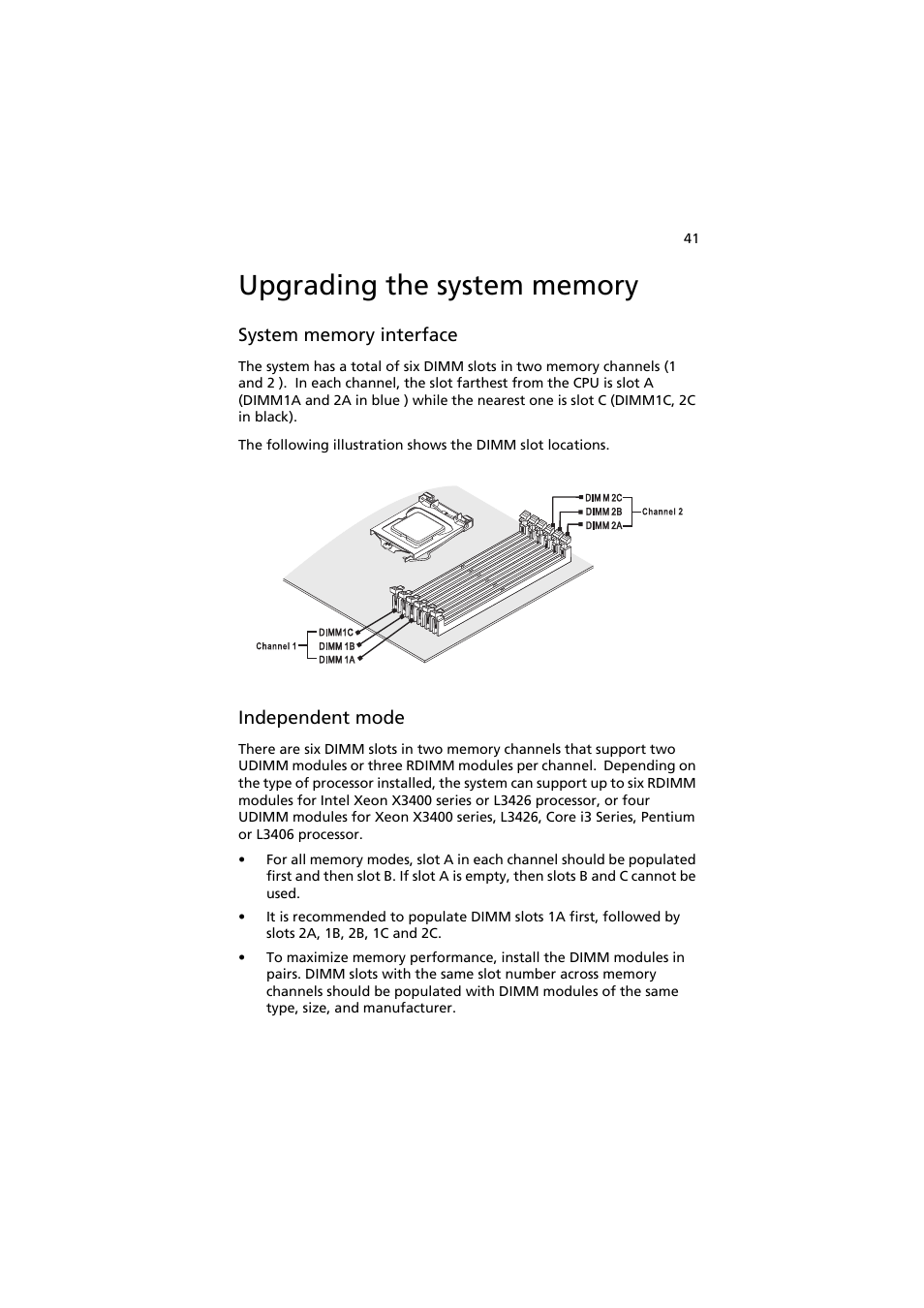 Upgrading the system memory | Acer AR320 F1 User Manual | Page 59 / 171