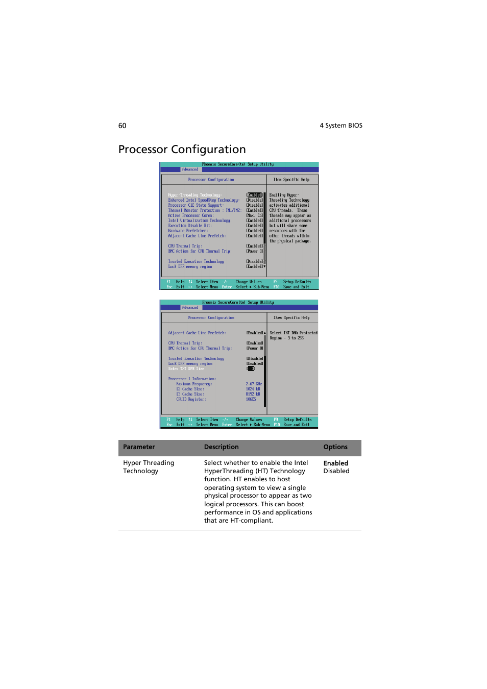 Processor configuration | Acer AR320 F1 User Manual | Page 78 / 171