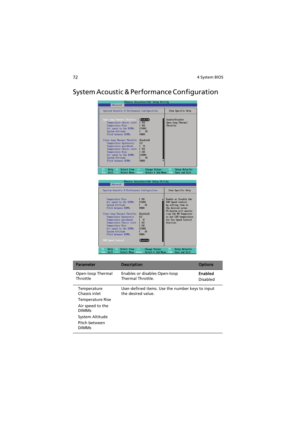 System acoustic & performance configuration | Acer AR320 F1 User Manual | Page 90 / 171