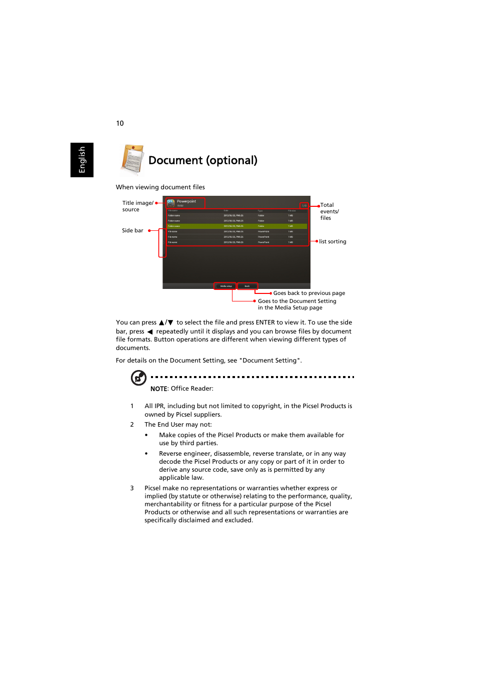 Document (optional) | Acer P1373WB User Manual | Page 10 / 58