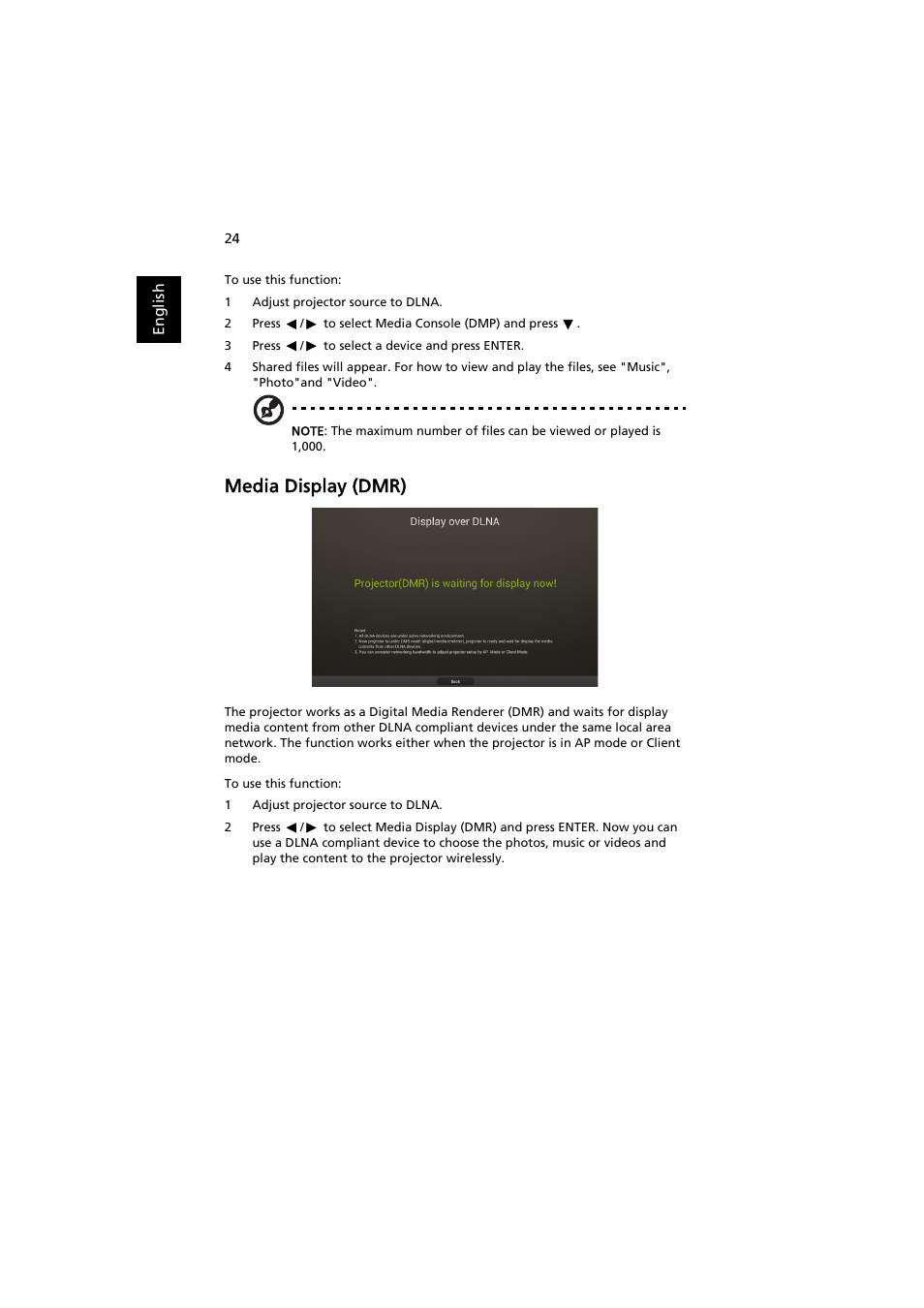 Media display (dmr) | Acer P1373WB User Manual | Page 24 / 58