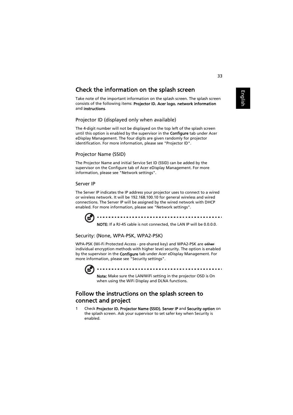 Check the information on the splash screen | Acer P1373WB User Manual | Page 33 / 58