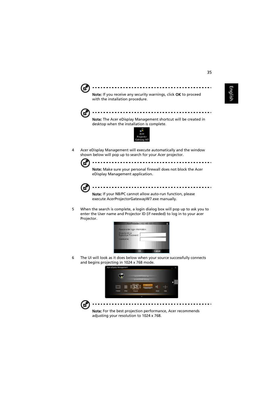 Acer P1373WB User Manual | Page 35 / 58