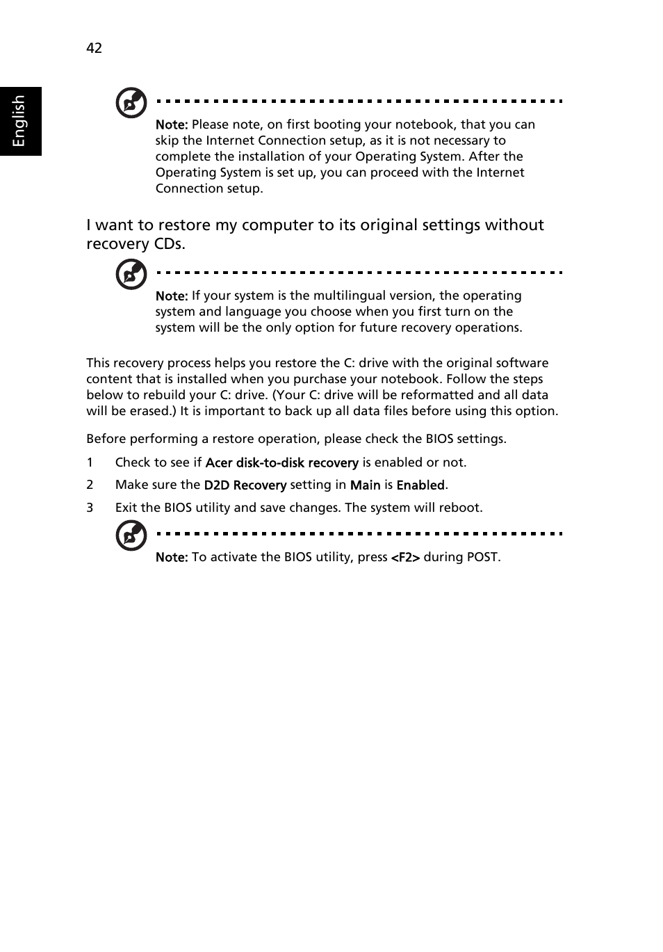 English | Acer Aspire 3640 User Manual | Page 56 / 88