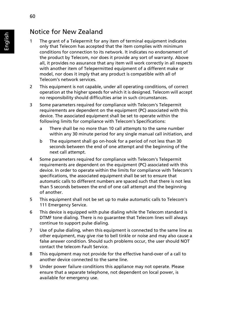 Notice for new zealand | Acer Extensa 4430 User Manual | Page 80 / 86