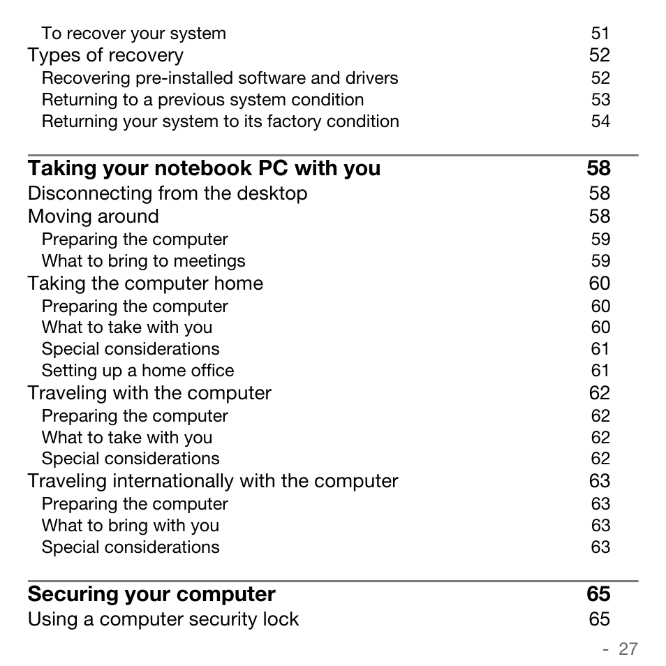 Securing your computer 65 | Acer TravelMate 5744Z User Manual | Page 27 / 95