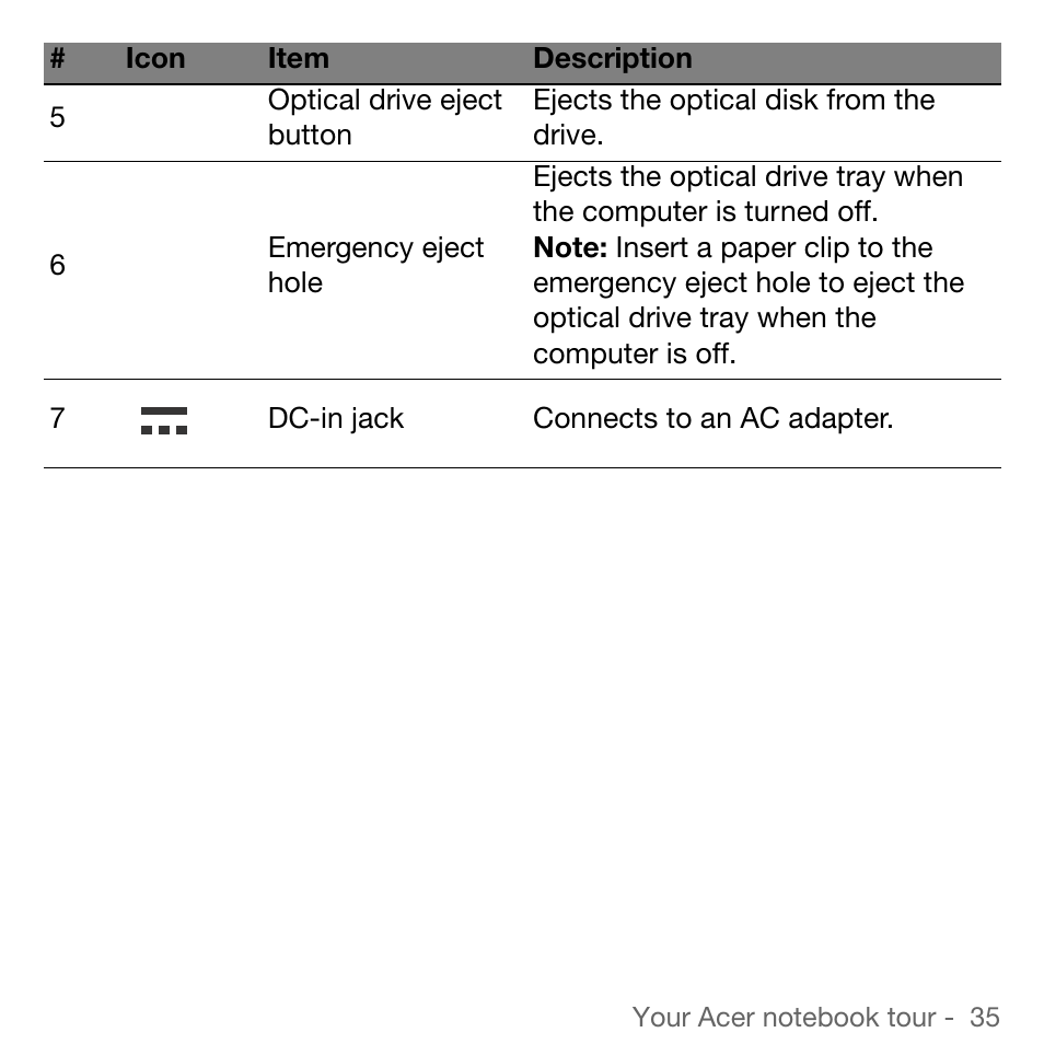 Acer TravelMate 5744Z User Manual | Page 35 / 95