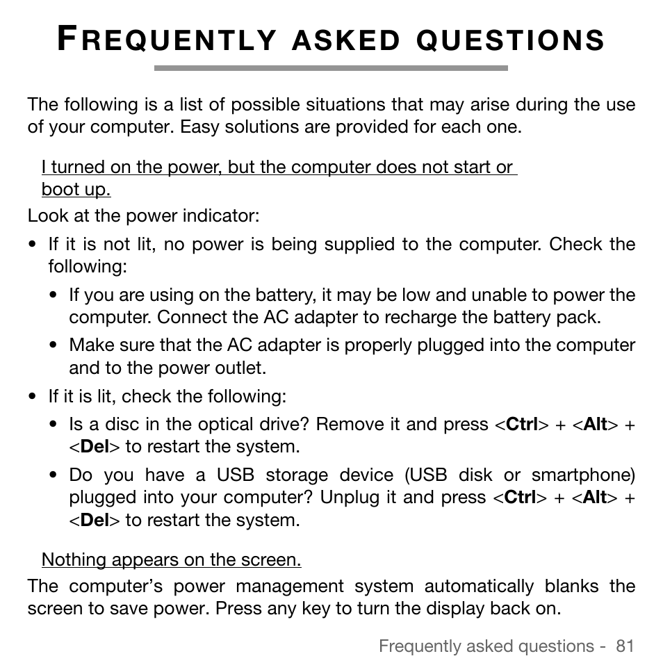 Frequently asked questions | Acer TravelMate 5744Z User Manual | Page 81 / 95