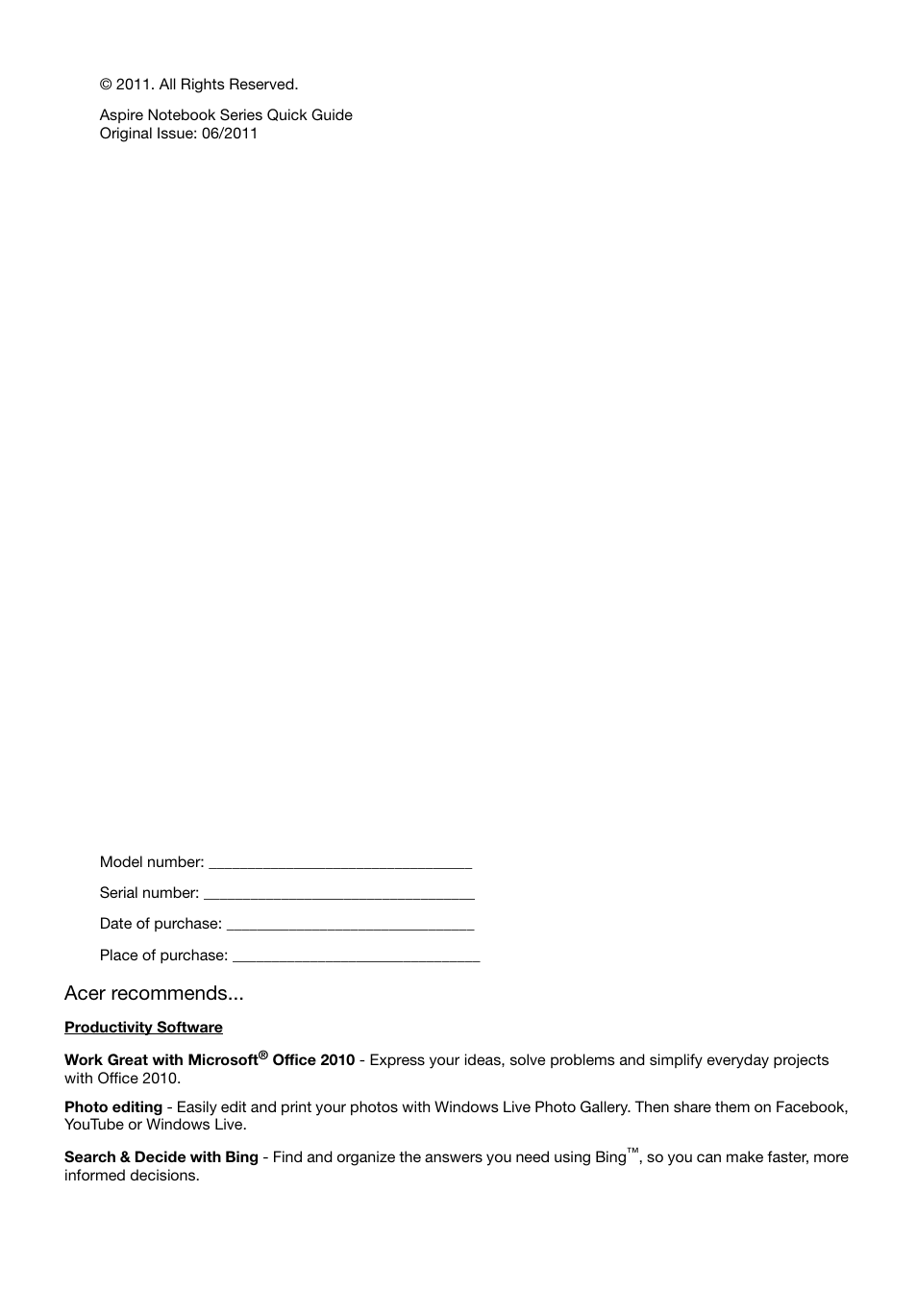 Acer recommends | Acer Aspire 4749Z User Manual | Page 2 / 10