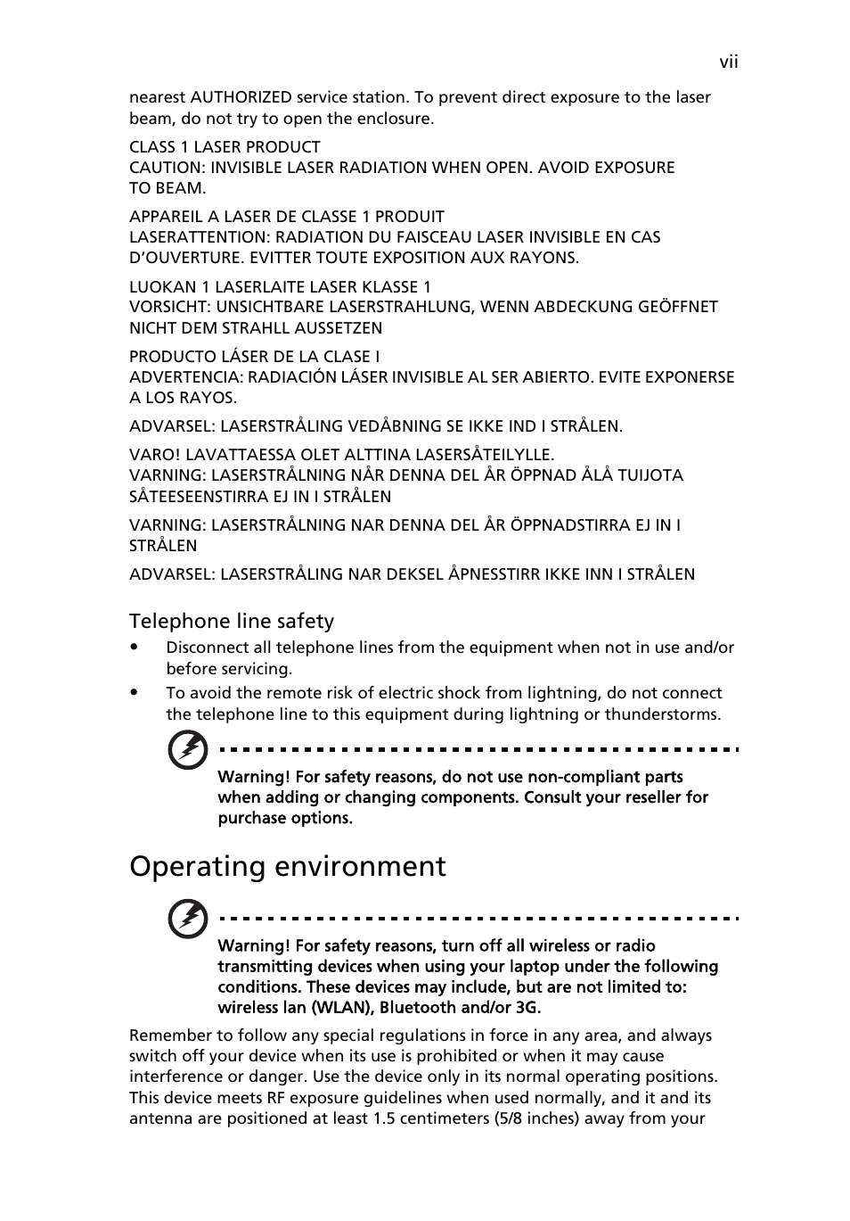 Operating environment | Acer Aspire Series (Generic User Guide) User Manual | Page 7 / 73