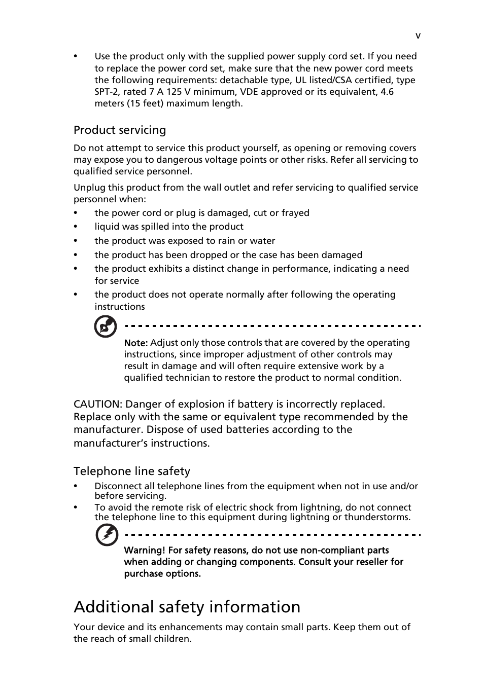 Additional safety information | Acer AcerSystem (User Guide) User Manual | Page 5 / 30