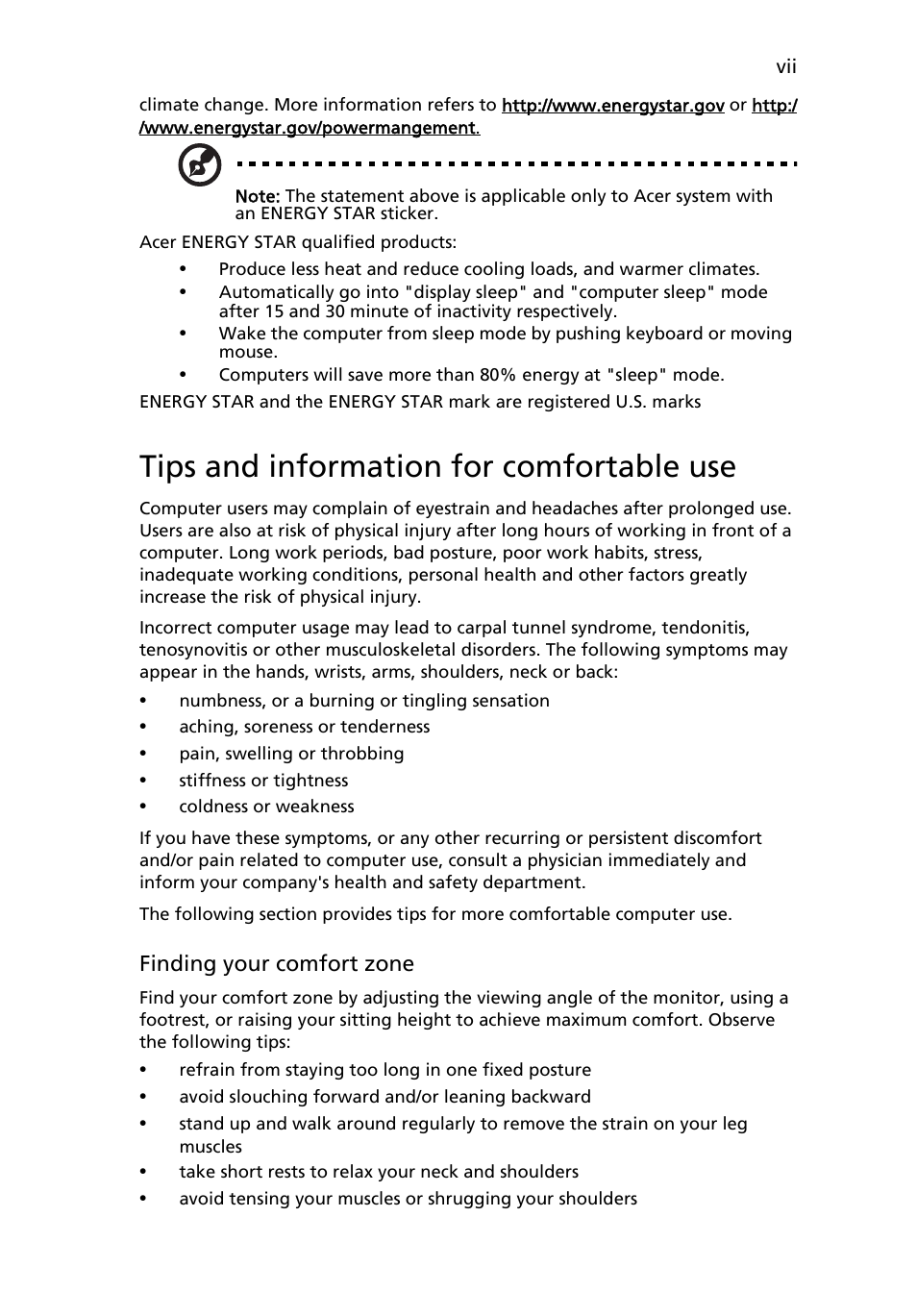 Tips and information for comfortable use | Acer AcerSystem (User Guide) User Manual | Page 7 / 30