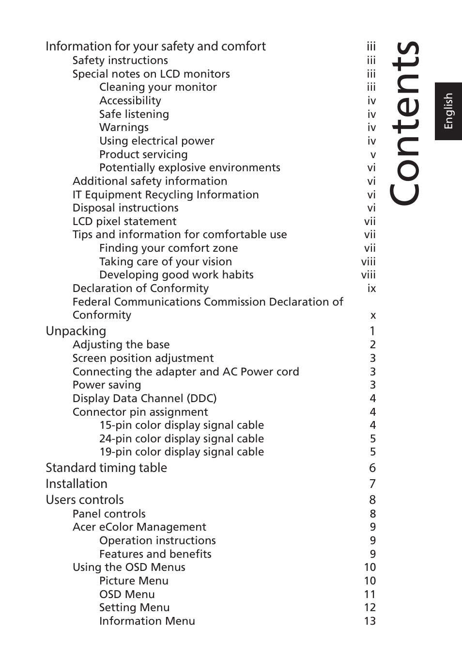 Acer S275HL User Manual | Page 11 / 27