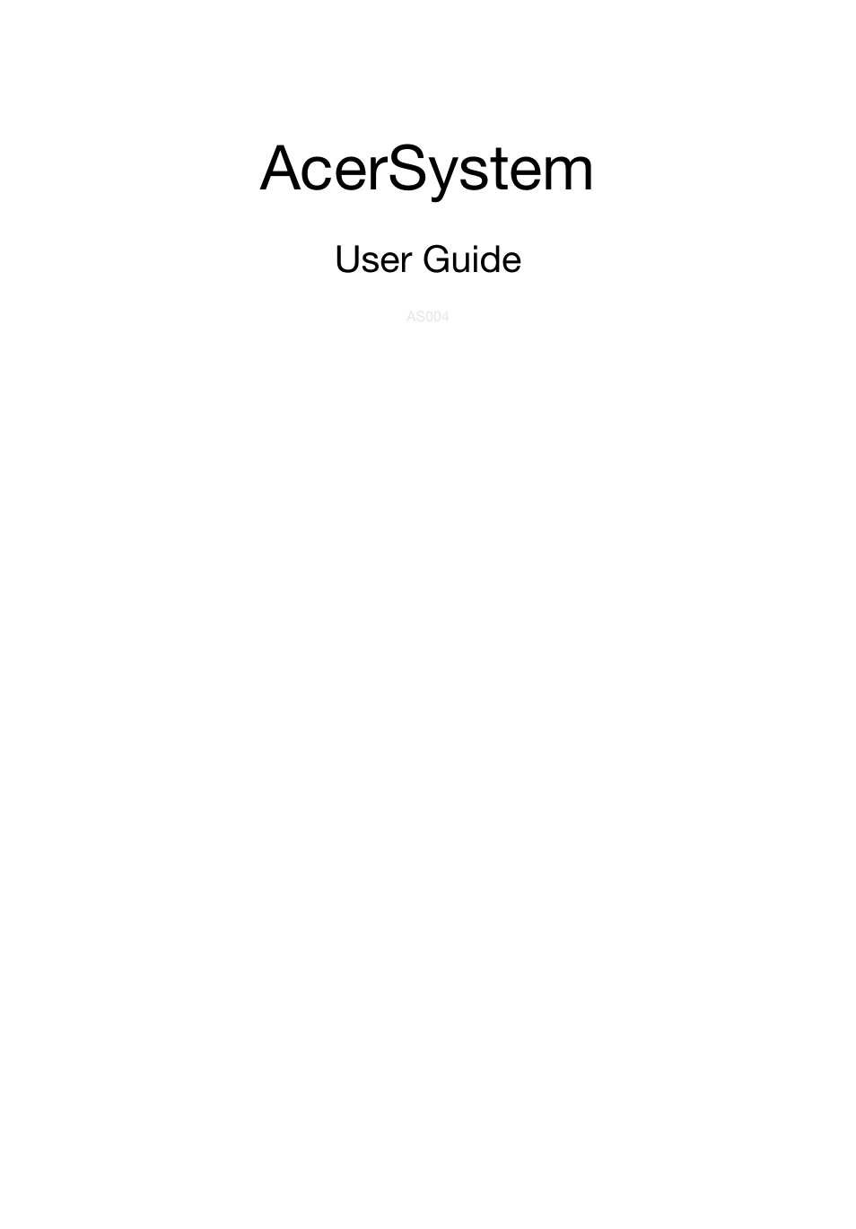 Acer AcerSystem (User Guide) User Manual | 28 pages