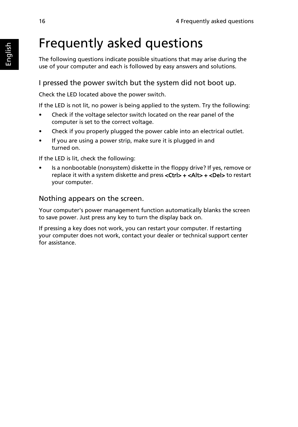 Frequently asked questions | Acer Veriton X480 User Manual | Page 26 / 39